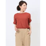 20オレンジ | マーブルワルツ/MARBLE WALTS シャーリング クルー半袖プルオーバー | TAKA-Q WOMEN