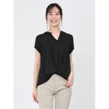 05黒 | マーブルワルツ/MARBLE WALTS ハイブリッド 抜き衿半袖プルオーバー | TAKA-Q WOMEN