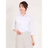 形態安定 ストレッチ スキッパーカラー 7分袖シャツ | TAKA-Q WOMEN | 詳細画像1