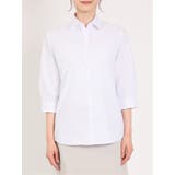 形態安定 ストレッチ スキッパーカラー 7分袖シャツ | TAKA-Q WOMEN | 詳細画像5