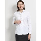 01白 | レピュトン スキッパー脱着フリル長袖シャツ | TAKA-Q WOMEN