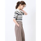 快適機能 ボーダークルーネック 半袖ニット | TAKA-Q WOMEN | 詳細画像4