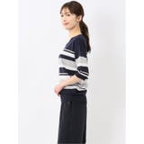 快適機能 ボーダー Vネック 半袖ニット | TAKA-Q WOMEN | 詳細画像12