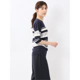 快適機能 ボーダー Vネック 半袖ニット | TAKA-Q WOMEN | 詳細画像14