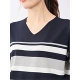快適機能 ボーダー Vネック 半袖ニット | TAKA-Q WOMEN | 詳細画像19