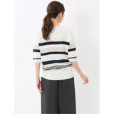 快適機能 ボーダー Vネック 半袖ニット | TAKA-Q WOMEN | 詳細画像3