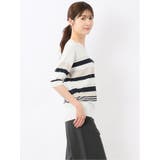 快適機能 ボーダー Vネック 半袖ニット | TAKA-Q WOMEN | 詳細画像4