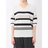 快適機能 ボーダー Vネック 半袖ニット | TAKA-Q WOMEN | 詳細画像6