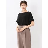 05黒 | 快適機能 無縫製ラグラン フレンチ袖 クルーニット | TAKA-Q WOMEN