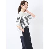 快適機能 ゆるボーダー クルーネック 半袖ニット | TAKA-Q WOMEN | 詳細画像4