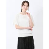 01白 | クルーネック フレア袖 ニットプルオーバー | TAKA-Q WOMEN