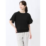 05黒 | クルーネック フレア袖 ニットプルオーバー | TAKA-Q WOMEN