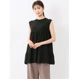 05黒 | ティアード ノースリ ニットプルオーバー | TAKA-Q WOMEN