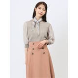 04グレー | 7分袖ジョーゼット リブニットプルオーバー | TAKA-Q WOMEN