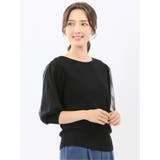 05黒 | ハンドウォッシャブル 袖チュール ニットプルオーバー | TAKA-Q WOMEN
