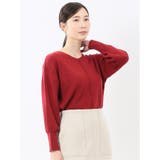 10赤 | ハンドウォッシャブル センターハギ Vネック ニットプルオーバー | TAKA-Q WOMEN
