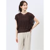 35こげ茶 | ハンチ/HUNCH 前後2WAY フリンジ ニットベスト | TAKA-Q WOMEN