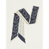 75紺 | シルク フラワー×ドット柄スカーフ | TAKA-Q WOMEN