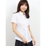 白 | TAKA-Q/ladies:形態安定レギュラーカラースキッパー半袖ツイルシャツ | TAKA-Q WOMEN