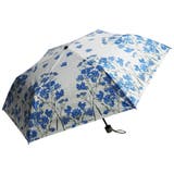 【32】ブルー | 晴雨兼用傘 ボタニカルフラワー柄 折畳み傘 日傘 | macocca