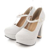 シルバー・ラメ | Mafmof(マフモフ) チェーン付きヒールストーム入り厚底ヒール パンプス | Mafmof