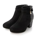 ブラックスエード・ツイード | Realta(レアルタ)ビジューチャーム付き厚底フラワーカットショートブーツ | Mafmof