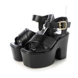 ブラック・PU | Mafmof(マフモフ)ワイドクロスストラップ厚底ボリュームソールサンダル | Mafmof