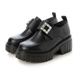 ブラックPUブラック | Mafmof(マフモフ)ビジュー付き厚底ボリュームソールスニーカー | Mafmof
