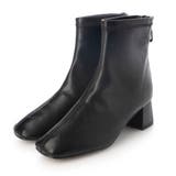 ブラック・PU | Realta(レアルタ)5cmヒールスクエアトゥストレッチショートブーツ | Mafmof