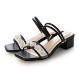 ブラック・PU | Realta(レアルタ)5cmヒールパールビジュー2wayサンダル | Mafmof