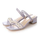 パープル・PU | Realta(レアルタ)5cmヒールパールビジュー2wayサンダル | Mafmof