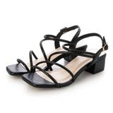 ブラック | Realta(レアルタ)3.5cmヒールビジューストラップサンダル | Mafmof