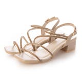 ピンクゴールド | Realta(レアルタ)3.5cmヒールビジューストラップサンダル | Mafmof