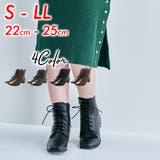 Realta スクエアトゥローヒールレースアップ ブーツ | Mafmof | 詳細画像1