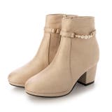 ベージュ・スエード | Realta(レアルタ)6.5cmヒール2WAYパールショートブーツ | Mafmof
