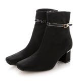 ブラック・スエード | Realta5 5cmパールヒール2WAYパールベルトショートブーツ | Mafmof