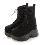 ブラック・スエード | Mafmof(マフモフ)10cm厚底ボリュームソールレースアップショートブーツ | Mafmof