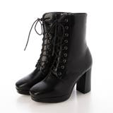 ブラック・PU | Mafmof9cmヒールストーム入りチャンキーヒールレースアップブーツ | Mafmof