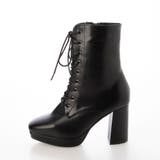 Mafmof9cmヒールストーム入りチャンキーヒールレースアップブーツ | Mafmof | 詳細画像9
