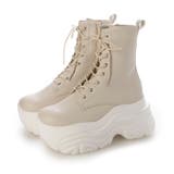 ホワイト・PU | Mafmof(マフモフ)10cmメガ厚底クラッシュソールレースアップショートブー… | Mafmof