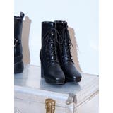 Mafmof9cmヒールストーム入りチャンキーヒールレースアップブーツ | Mafmof | 詳細画像8