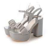 ライトグレー | Mafmof(マフモフ)11cmチャンキーヒールシフォンギャザー厚底サンダル | Mafmof