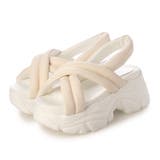 アイボリー | Mafmof(マフモフ)8cm厚底ボリュームソールクロスベルトパデットスポーツサ… | Mafmof