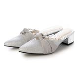 シルバー・ラメ | Realta(レアルタ)4.5cmヒールパール×シフォンリボンミュールサンダル | Mafmof