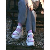 Mafmof9cm厚底ボリュームソールパールバックルベルクロサンダル | Mafmof | 詳細画像9