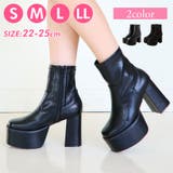 Mafmof(マフモフ)10.5cm厚底バルキーヒールストレッチショートブーツ | Mafmof | 詳細画像1 