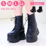 Mafmof(マフモフ)10cm厚底ボリュームソールレースアップショートブーツ | Mafmof | 詳細画像1 