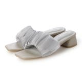 グレー | Realta(レアルタ)3.5cmヒールシフォンギャザーミュールサンダル | Mafmof