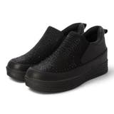 ブラック | Realta(レアルタ)5 5cmキラキラビジューインヒールスリッポンスニーカー | Mafmof