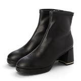 ブラック・PU | Mafmof(マフモフ)6 5cmヒールプラットフォームラインヒールショートブブ… | Mafmof